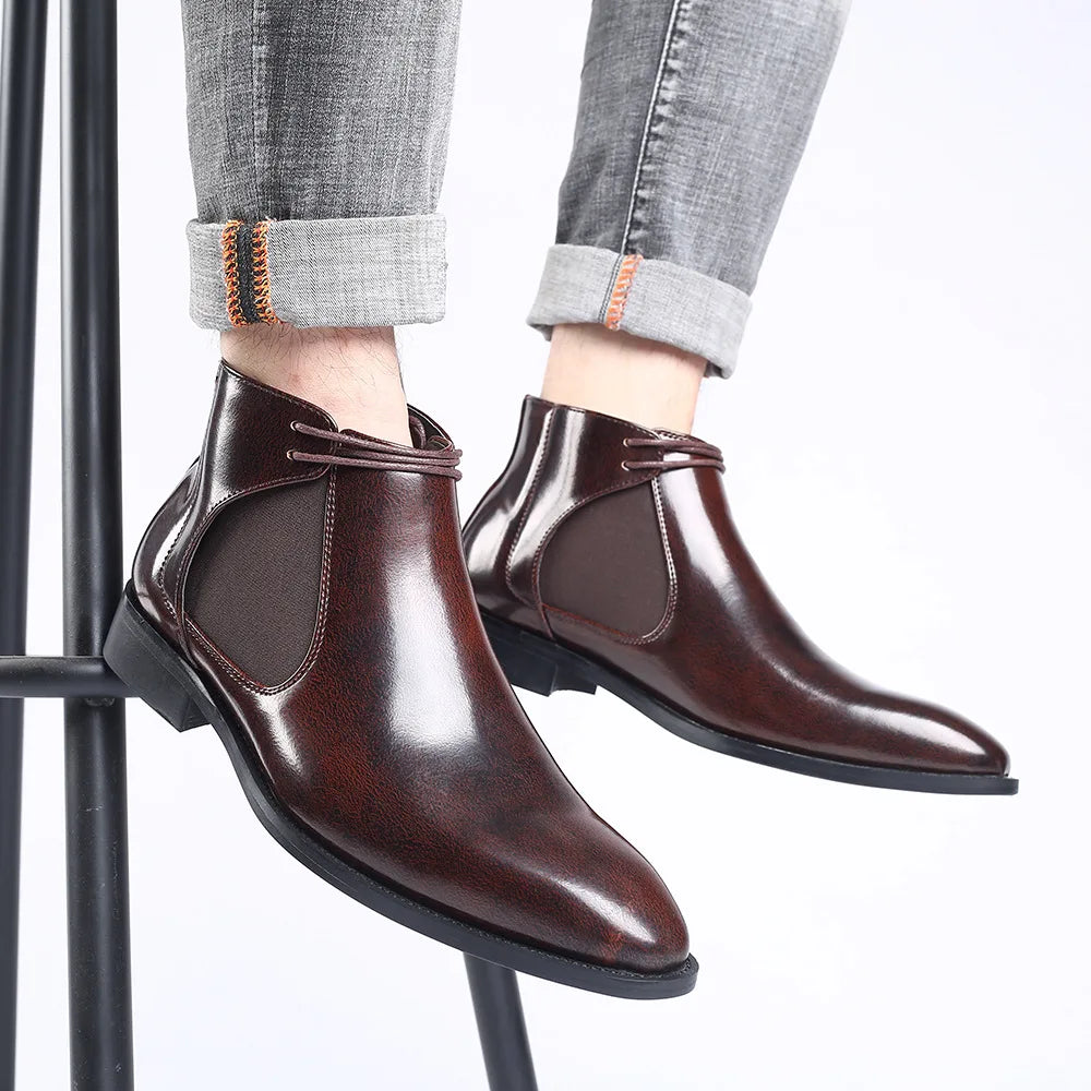 Sh10352a Brown Color Mens Boots Fashion Large Size 46 Ankle Boot for Man