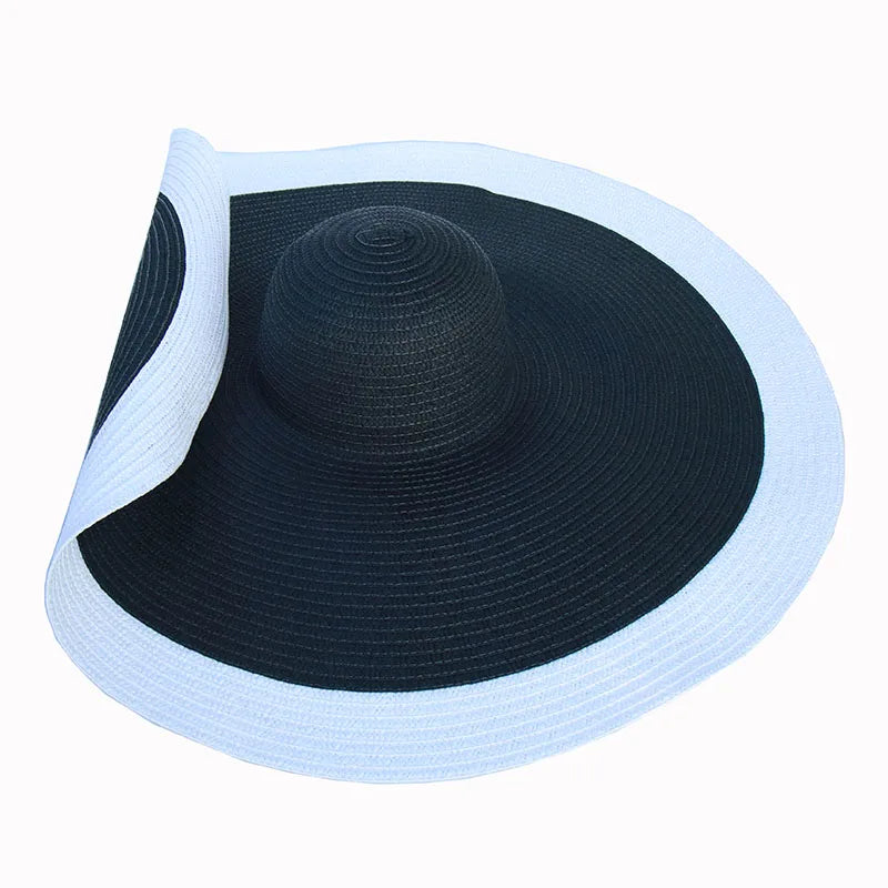 Super Bigger Brim Wide Straw Hats for Women Foldable Paper Beach Hat Summer Sun UV Hats Stage Cap Dropshipping Wholesale