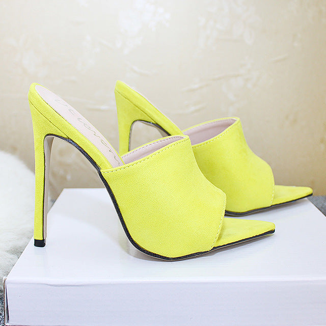 High Heels Summer New Square Heel Stiletto Slippers Shoes Girls Women Sandals Ladies High Heels