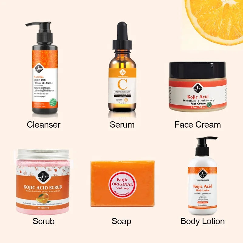 Mc06 Private Label Skin Care SET Rejuvinating FACE CREAM KOJIC Lotion Lightening Body Scrub  KOJIC AICD  Whitening Skin Care Set