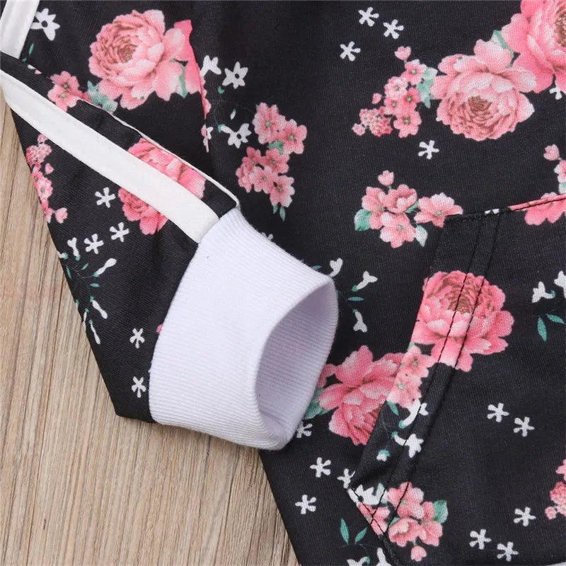 1-6years Girls Clothes Set Floral Print Long Sleeve Sweatshirt Long Pants Toddler Girls Spring Autumn Tracksuit Girl Outfits