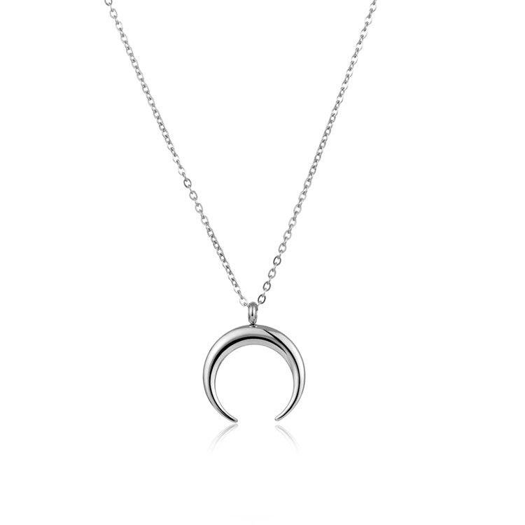 Women Dainty  Jewellery Jewelry Stainless Steel Gold Plated Moon Necklace
