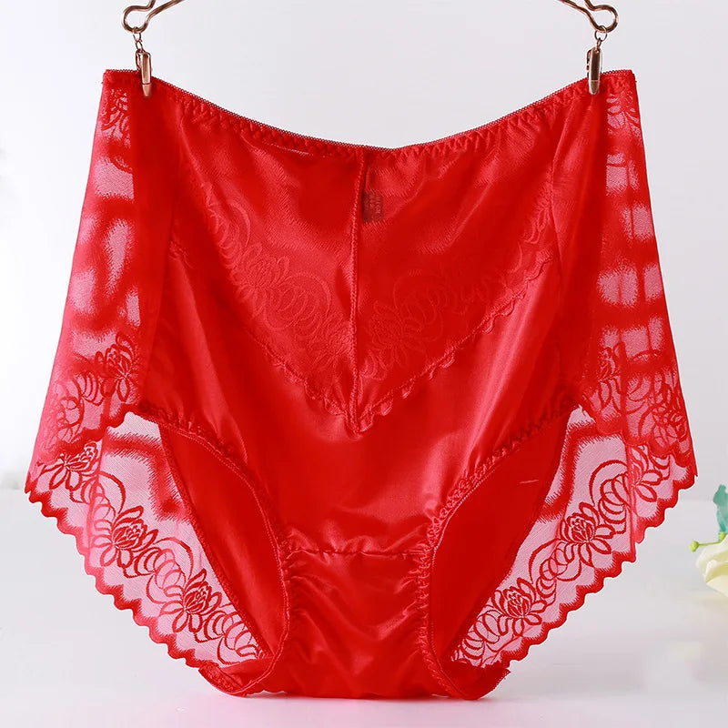 Large Size Women's Underwear Sexy Thin Transparent Lace Modal Underwear High Waist Large Size Underwear