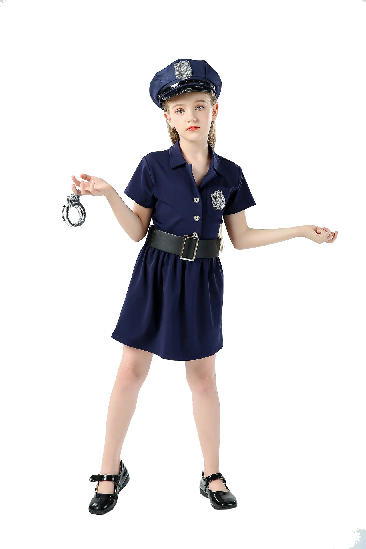 Black Cat Sheriff Kindergarten Performance Cosplay Stage Costume Children's Police Uniform Polyester Unisex for Children