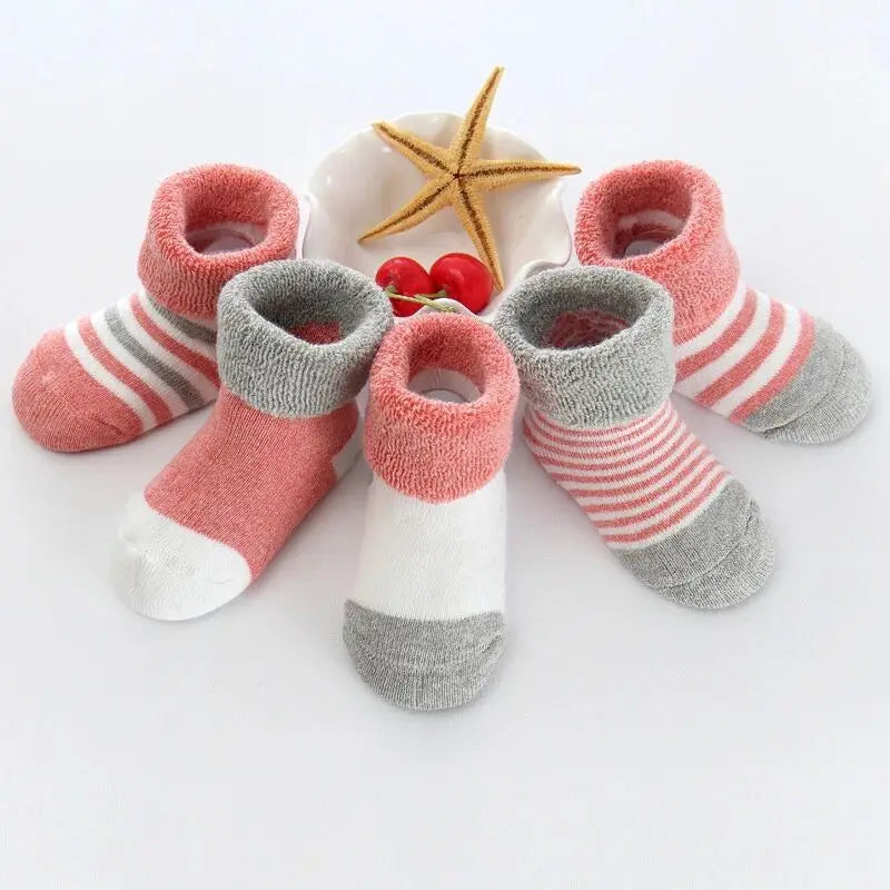 5PCS Newborn Baby Socks Unisex Wool Cotton Baby Girl Boy Socks 0-12 Months Baby Accessories