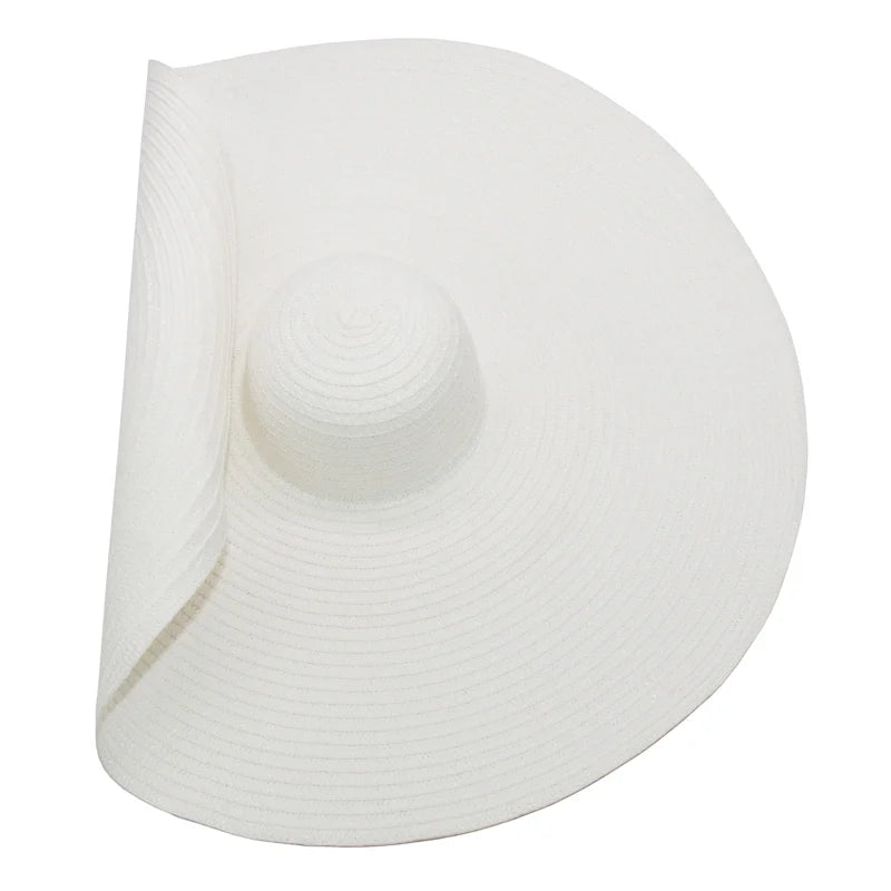 Super Bigger Brim Wide Straw Hats for Women Foldable Paper Beach Hat Summer Sun UV Hats Stage Cap Dropshipping Wholesale