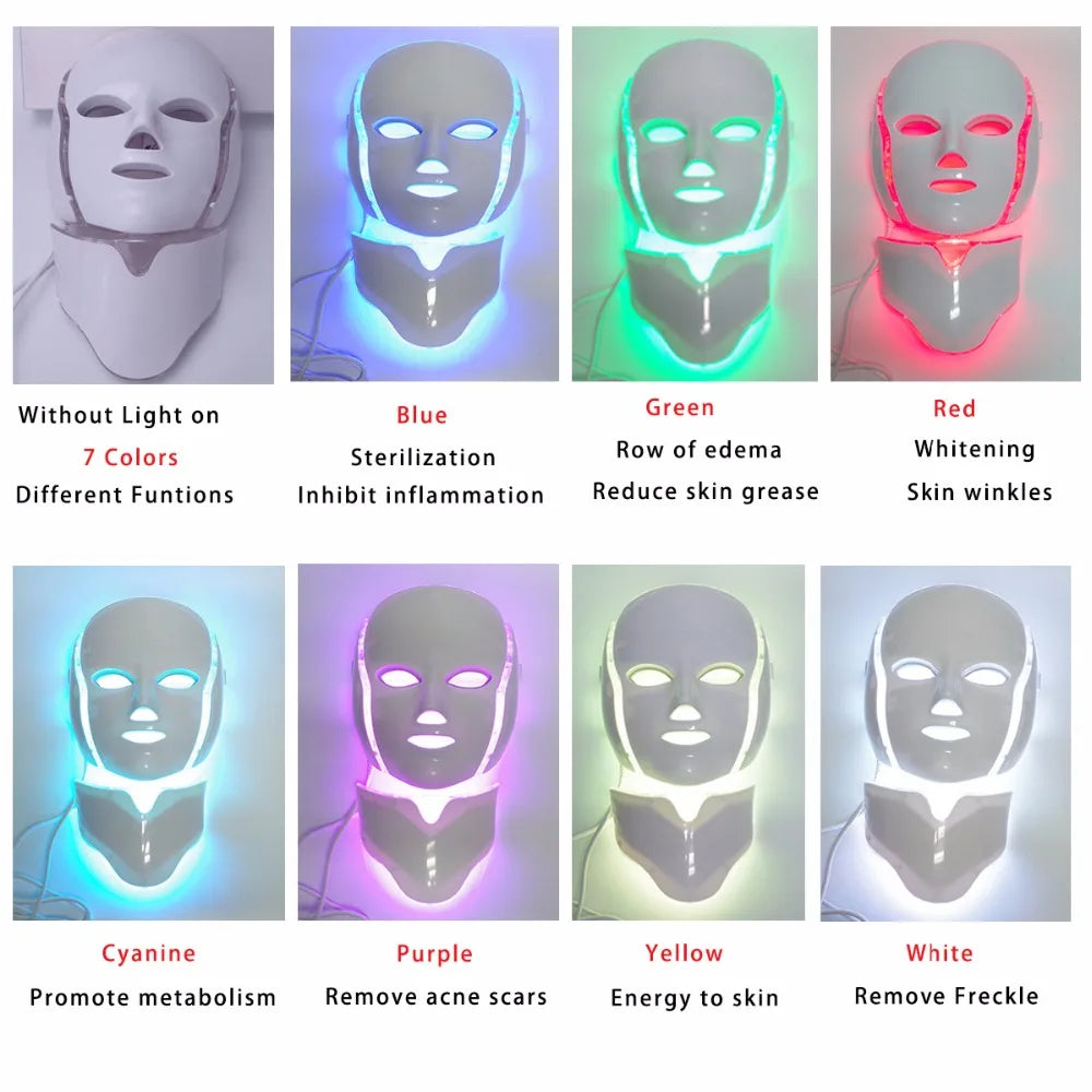 LED Facial Mask Photon Therapy Anti-Acne Wrinkle Removal Skin Rejuvenation Face Skin Care Tools