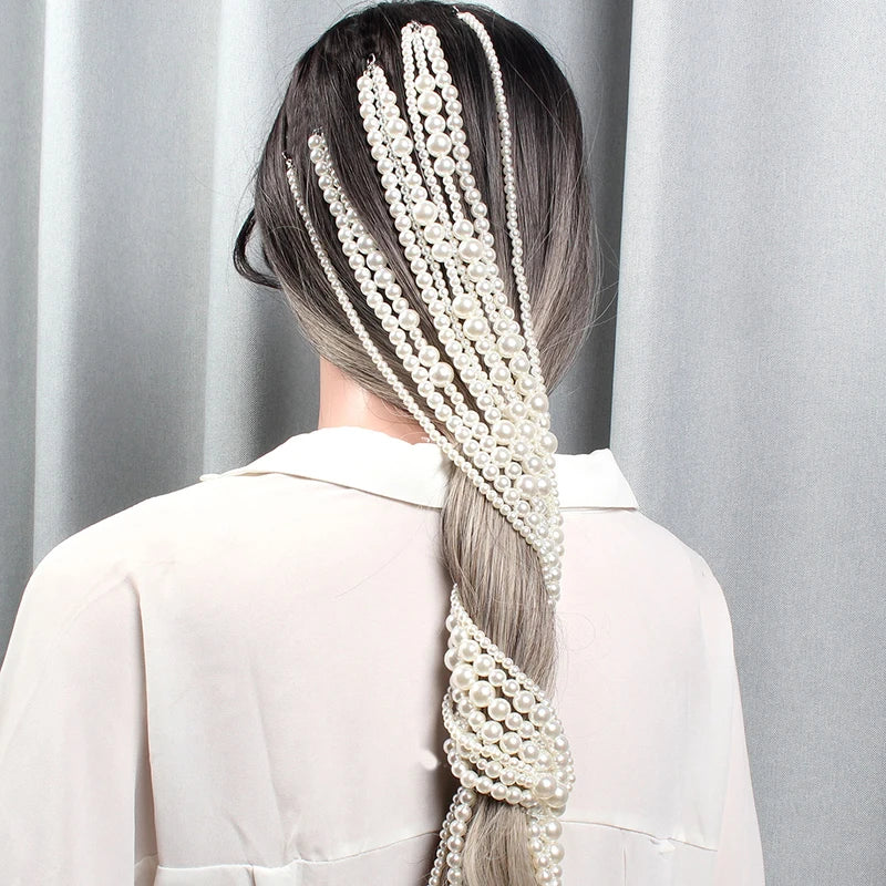 Simulated Pearl Long Tassel/Chain Bridal Wedding Hair Accessories Hair Clip Women Party Wedding Accessories Hair Jewelry