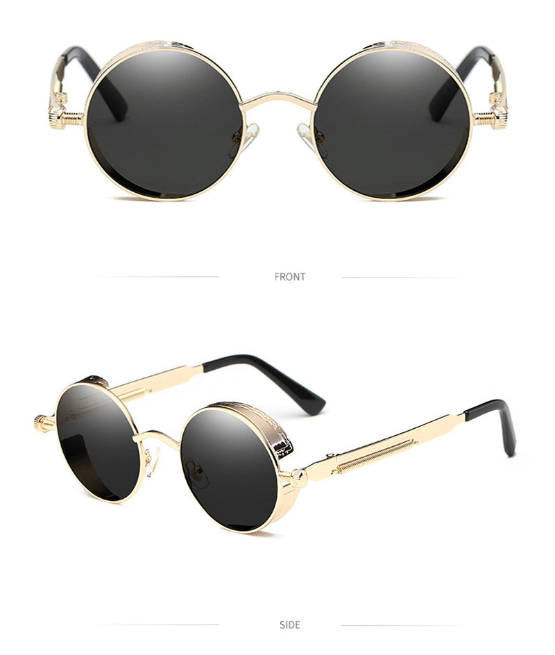 Trendy Steampunk Sunglasses Retro Fashion Men Women Luxury Sunglasses Fashion Round Sunglass
