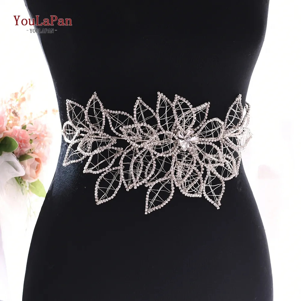 TOPQUEEN Sparkle Belt for Dresses Bridal Rinestone Belt Silver Crystal Belt Wedding Belts for Wedding Dresses Belt SH256-S