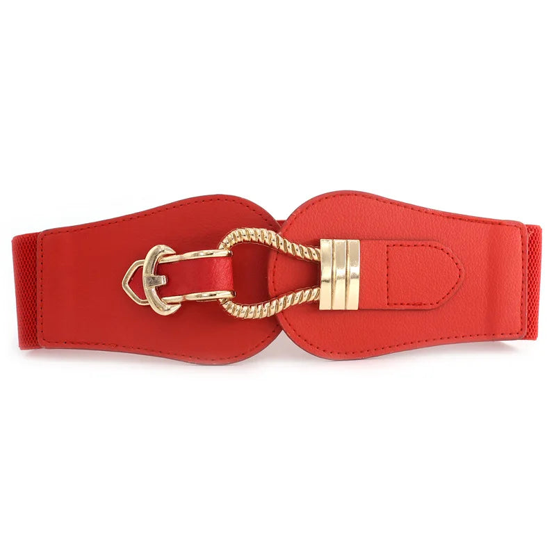 65 Style New Korean Windbreaker Elastic Wide Women Waistband a Variety Alloy Buckle Retro Belt All-Match Dress Women Accessory