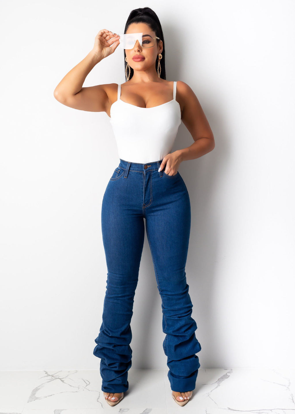 Fashion Streetwear Ladies Jeans Trousers Stacked Jeans Pant Denim Women Jeans