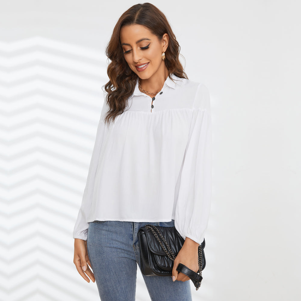 Ikebel Custom Logo Women Blouse Shirt Elegant Office Lady Lapel Tops Plus Size Women's Blouses Shirts