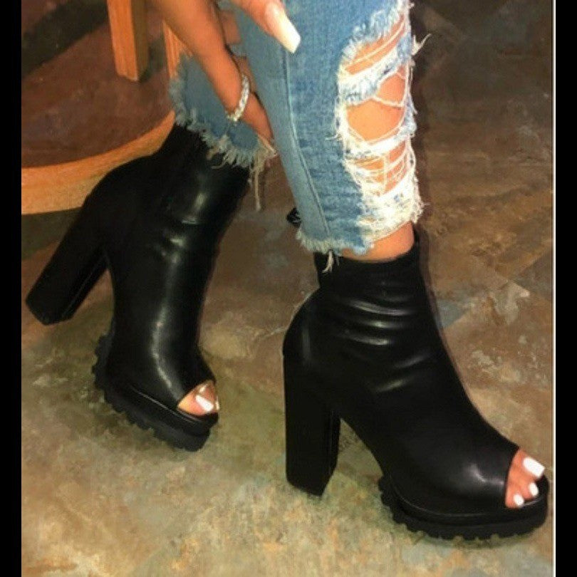 New Style Large Size Fish Mouth Thick Heel for Autumn High Heels Shoes Woman Mature Sexy Women High Heel Shoes