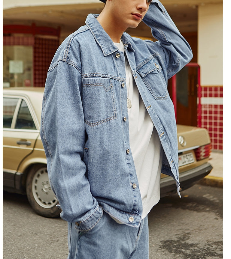 High Quality Denim Jean and Oversized Jeans, Men Jean Jacket and Pants Set