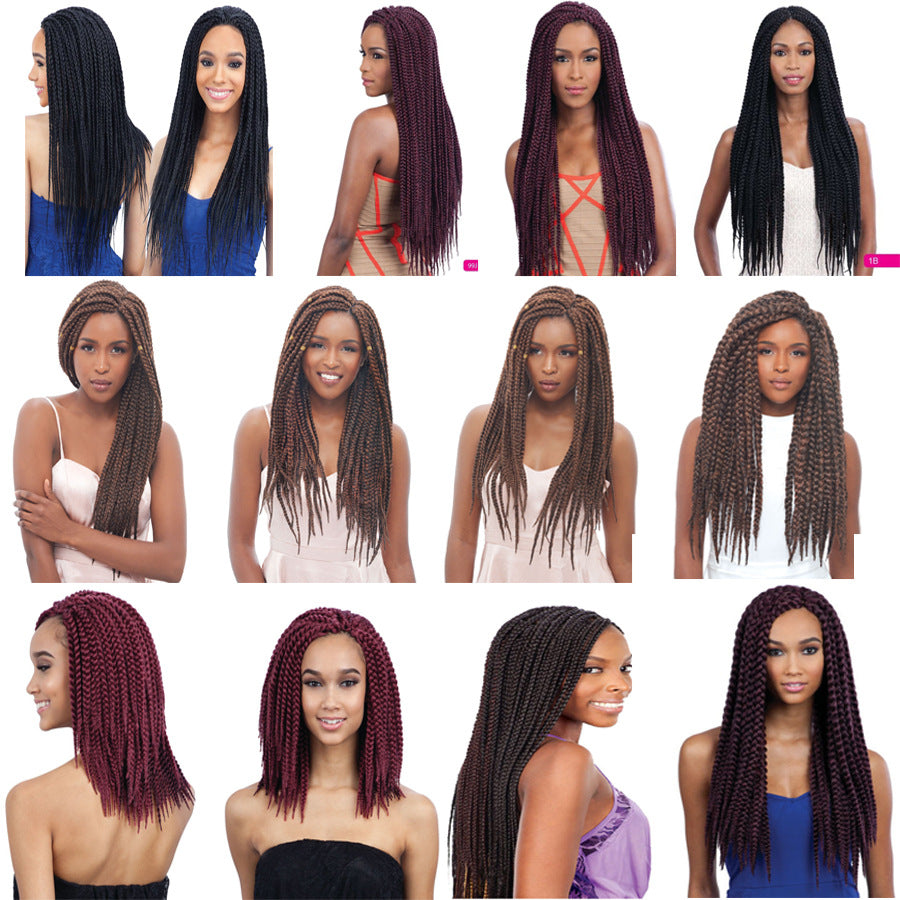 Box Braids Crochet Hair Extension Ombre Pre Looped Box Braiding Hair Synthetic 20 Strands/Pack Senegal