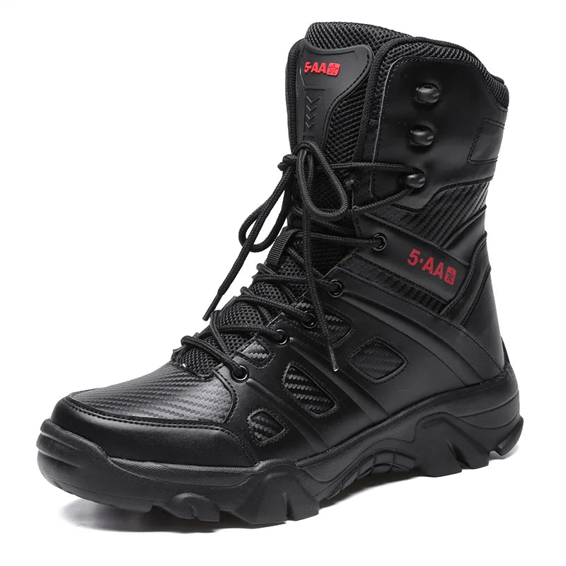 Brand Mens Boots Outdoor Leather Desert Combat Ankle Boot Light Comfortable Motorcycle Boots Work Men's Shoes Plus Size 39-47