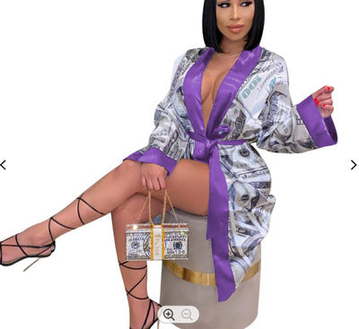 Home Silky Dollar Sleepwear Women Pajamas  Printing  Pajamas Dress for Women Woman Pajamas