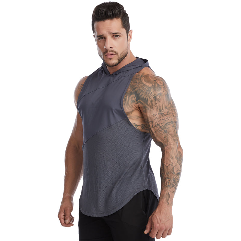 Vedo Sport Vest Dropshipping Custom Logo Polyester Sportswear Workout Fitness Custom Vests Muscle Hooded Tank Top GYM Activewear