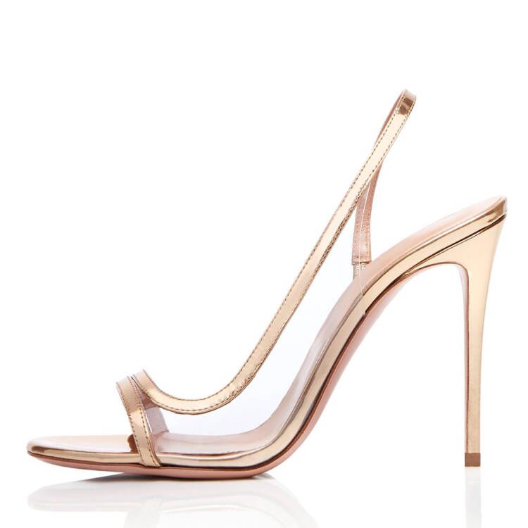 Sexy High Heel Sandal Heels Slides Open Pointed Toe Slingback Clear Transparent