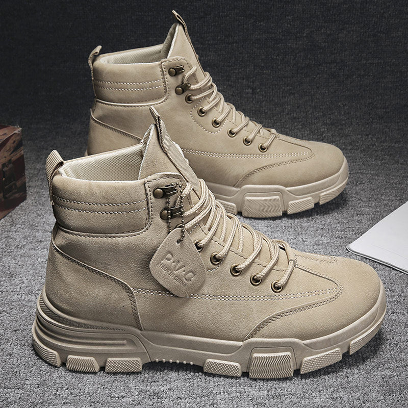 Autumn Winter Men's Rubber Snow Boots Warm Working Lace Up Boot Shoes