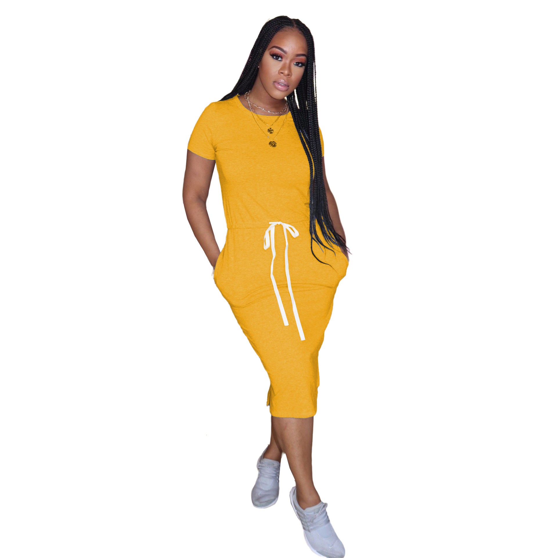 New Arrivals Women Dresses Summer Clothing Casual+Dresses Midi T Shirt Dress