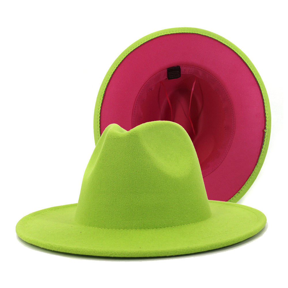 Fedora Hats Women Wholesale Felt Fedora Hats for Men Two Tone Hat Different Color Brim Fedora