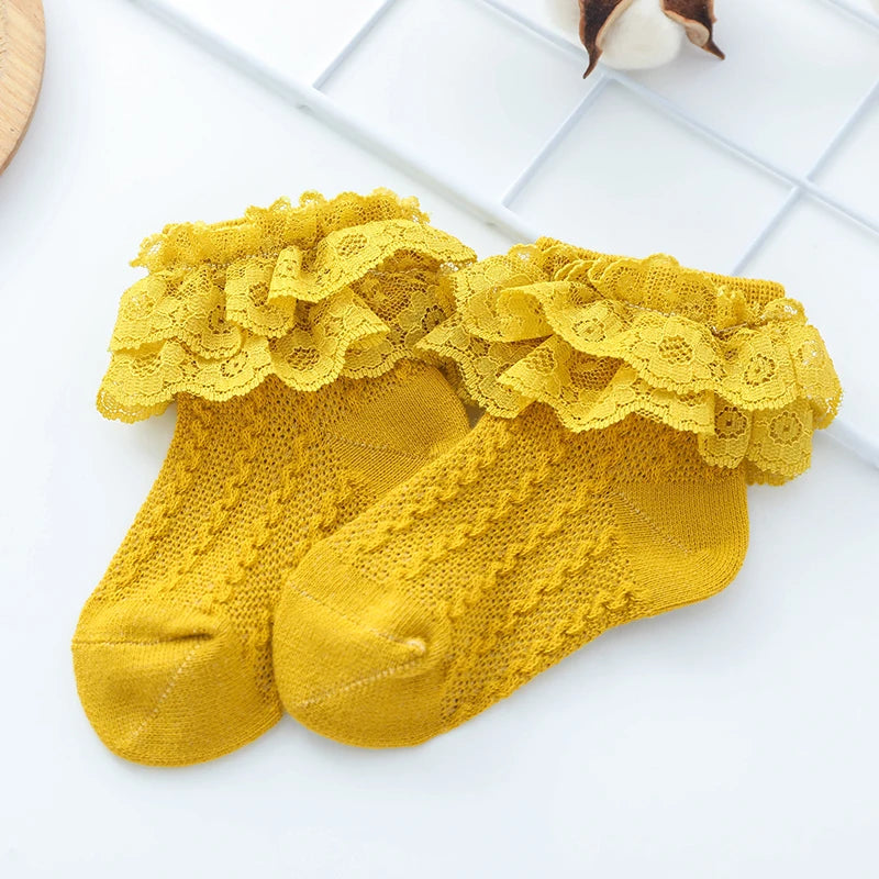 Wholesale Baby Lace Ruffle Socks Newborn Cotton Baby Girls Sock Cute Toddler Socks Princess Style Baby Accessories