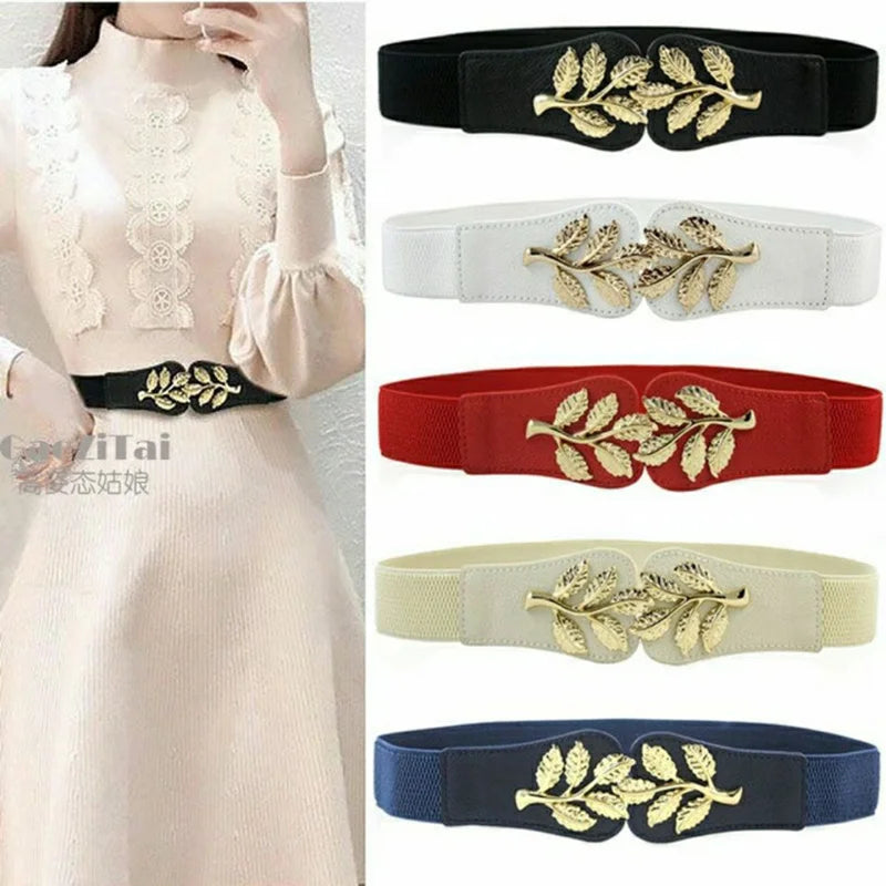 65 Style New Korean Windbreaker Elastic Wide Women Waistband a Variety Alloy Buckle Retro Belt All-Match Dress Women Accessory
