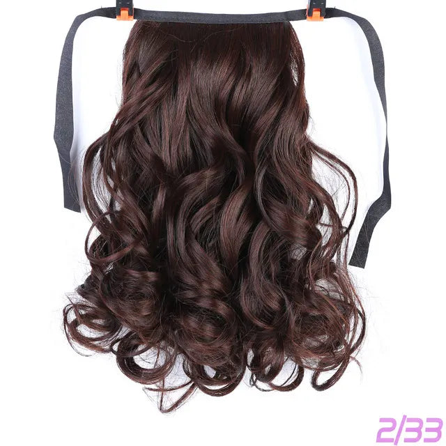 Allaosify Brown Black Heat Resistant Synthetic Hair Extensions Pony Tail Hair Extensions Drawstring Ponytail 12" Hair Extensions