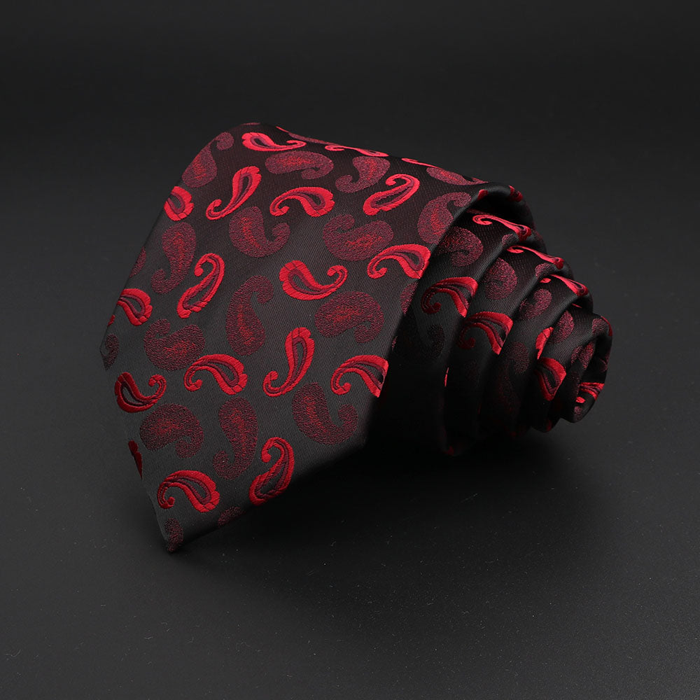 Men's Fashion Neckties Classic Stripe Red Navy Blue Business Formal Wedding Ties Jacquard Woven Solid Tie Polka Dots Neck Ties