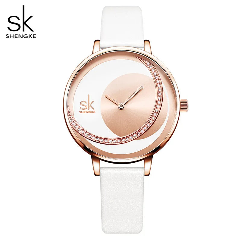 Shengke Crystal Women Watch Luxury Brand Ladies Dress Watches Original Design Quartz Wrist Watches Creative SK Watch for Women