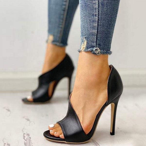 XLL Heels Ladies Summer Thin Heels Open Toes Shoes Fish Mouth Women High Heel Shoes