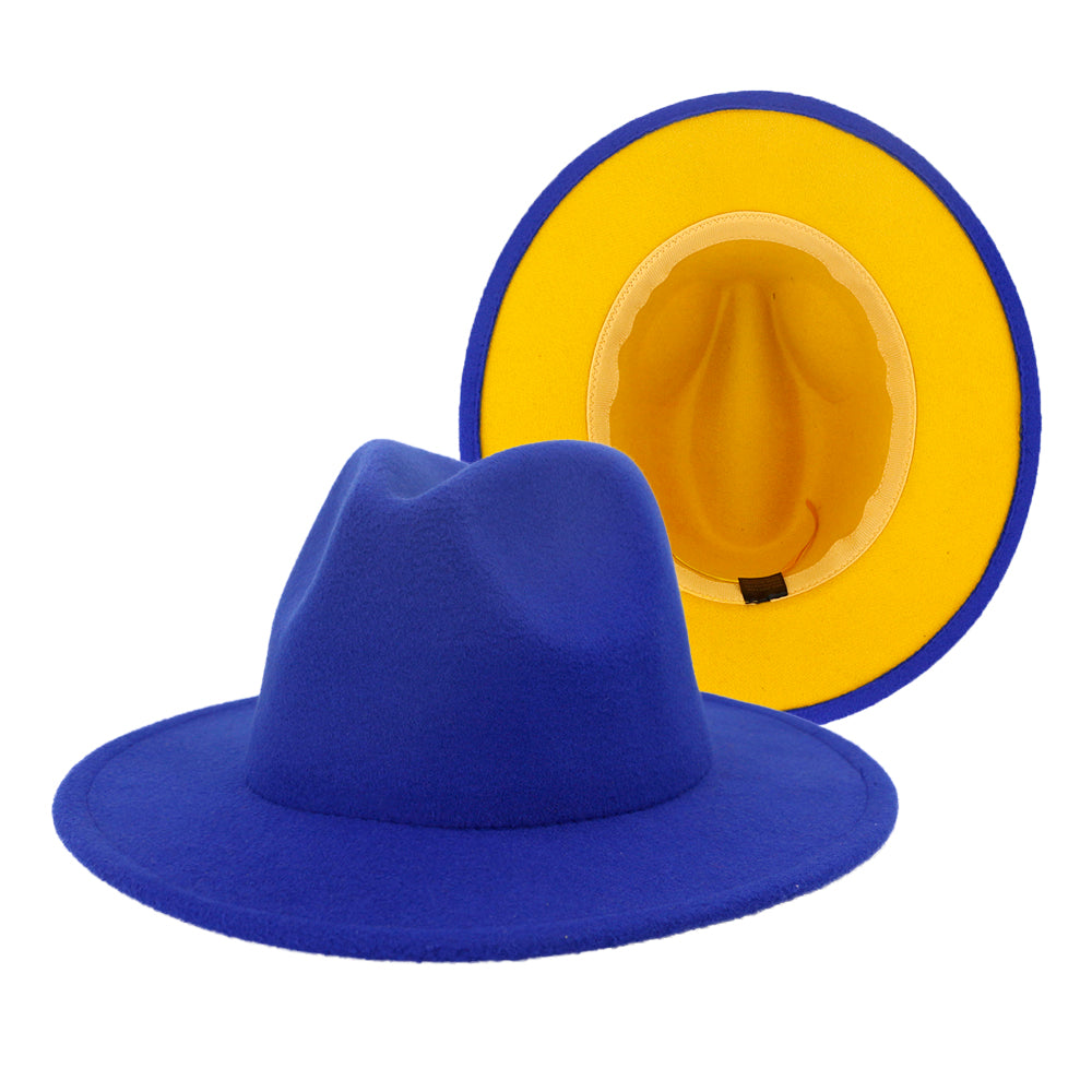 Fedora Hats Women Wholesale Felt Fedora Hats for Men Two Tone Hat Different Color Brim Fedora