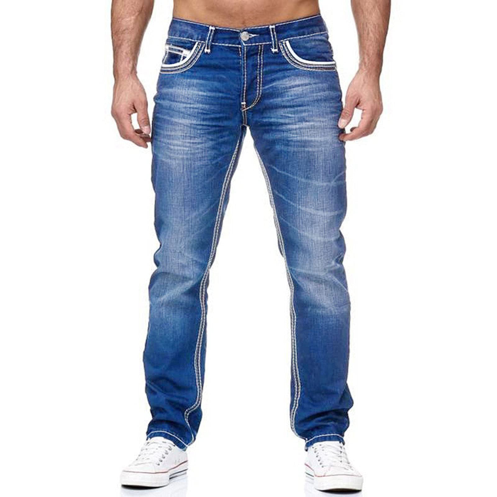 Straight Jeans Men Washed No Hole Jean Spring Summer Boyfriend Jeans Streetwear Loose Casual Designer Long Denim Pants Trousers