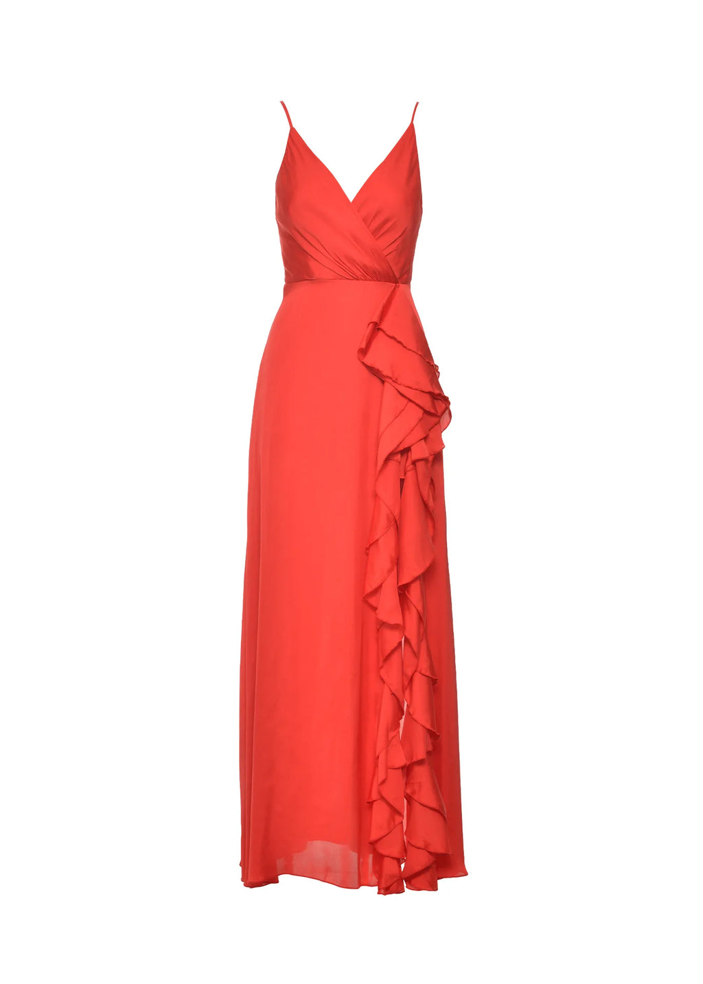 2025 Hot Selling Spaghetti Strap V-Neck Bridesmaid Dresses Wedding High Waist Ruffle Slit Party Dresses Women Evening Dress - My Store