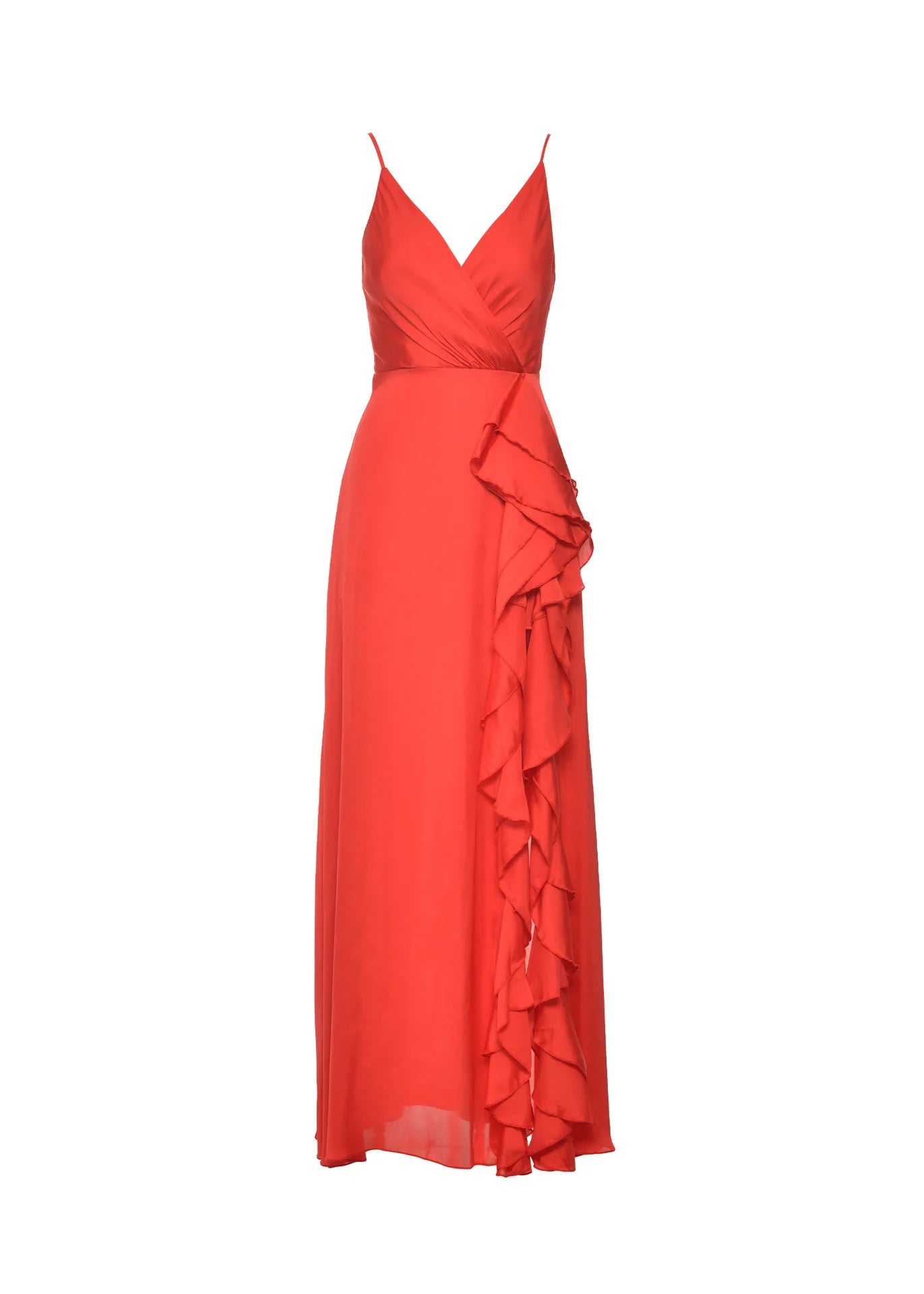 2025 Hot Selling Spaghetti Strap V-Neck Bridesmaid Dresses Wedding High Waist Ruffle Slit Party Dresses Women Evening Dress - My Store