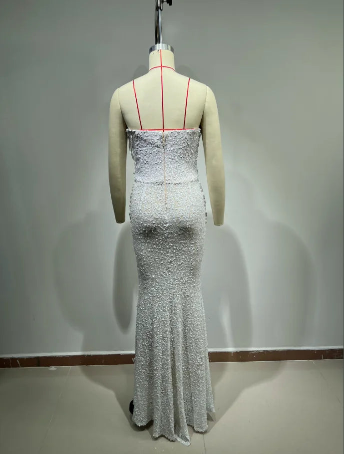 ED2612 Excellent Quality High Fashion Dress Pearl Dress Women Dresses Women for Join Wedding Strapless - My Store