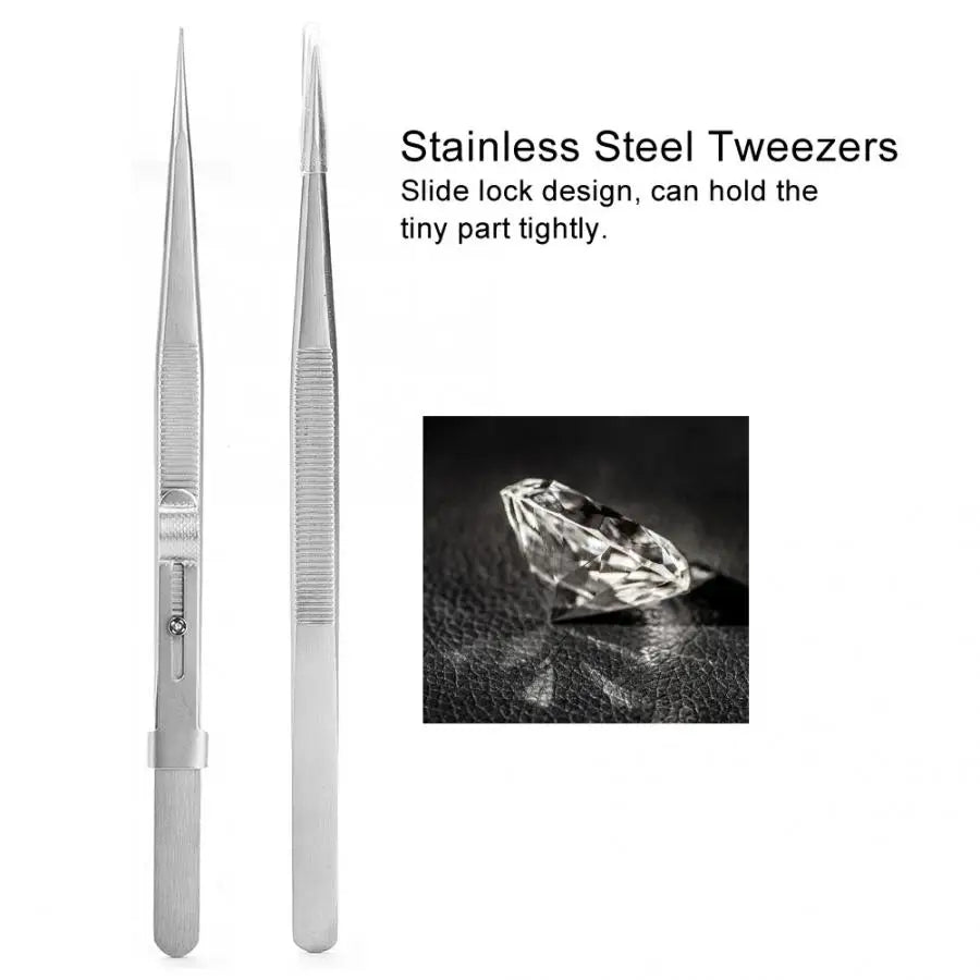 1Pc Stainless Steel Jewelry Tweezer With Slide Lock for DIY Jewelry Diamond Gem Holder Tweezer Jewelry Making Tool for Jeweler
