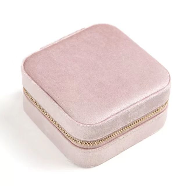 Travel Jewelry Box Ladies Velvet Jewelry Storage Box Zipper Travel Jewelry Organizer