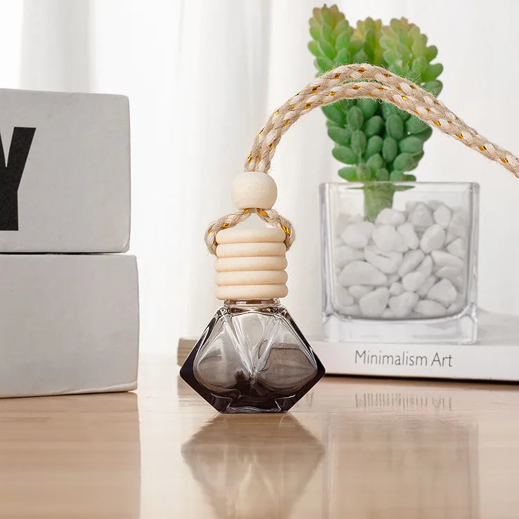 6ml Mini Pocket Glass Perfume Bottle Colorful Rhombus Shape Perfume Diffuser Glass Bottle Empty Bottle Car Hanging Decoration