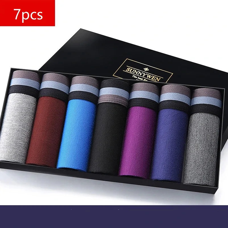 7pcs/Lot  Men Panties Shorts Underwear Boxer Shorts Men's Sexy Underwear High Quality Men's Underwear Pouch