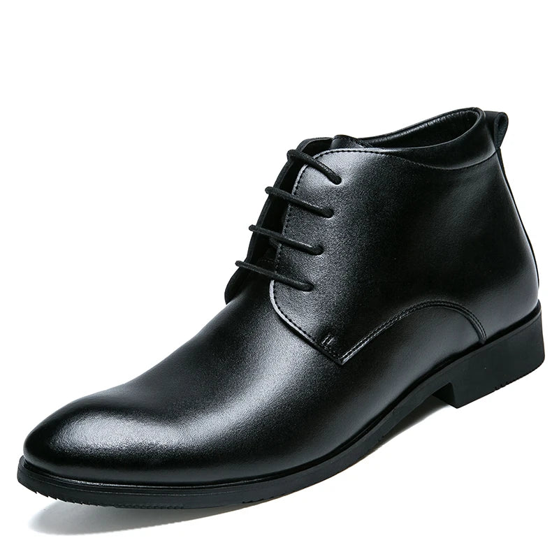 New Italian Genuine Leather Men Boots Business Winter / Spring Zipper / Lace-Up British High Boot Mens Cowhide Pointy Boots