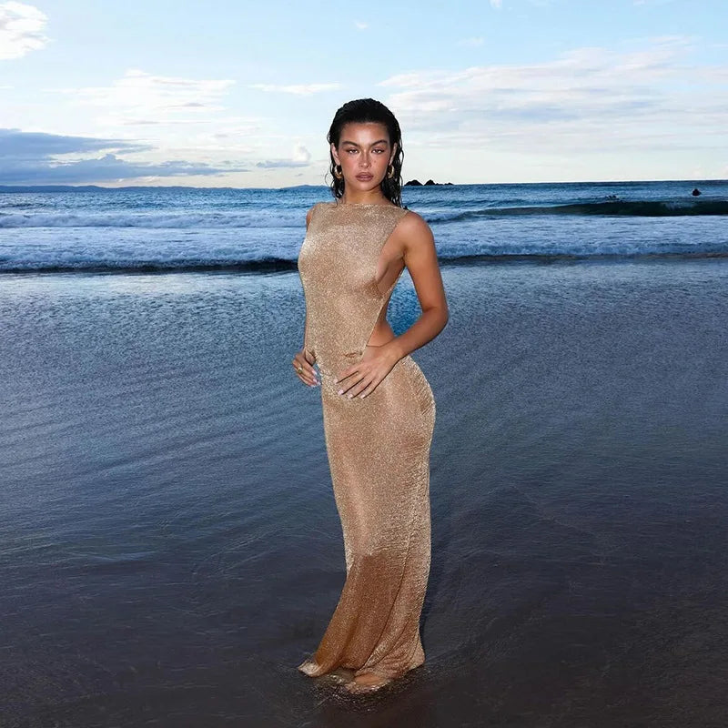 Summer Dresses Women Tight Sexy Backless Solid Split Sling Dress Women Fashion Dresses