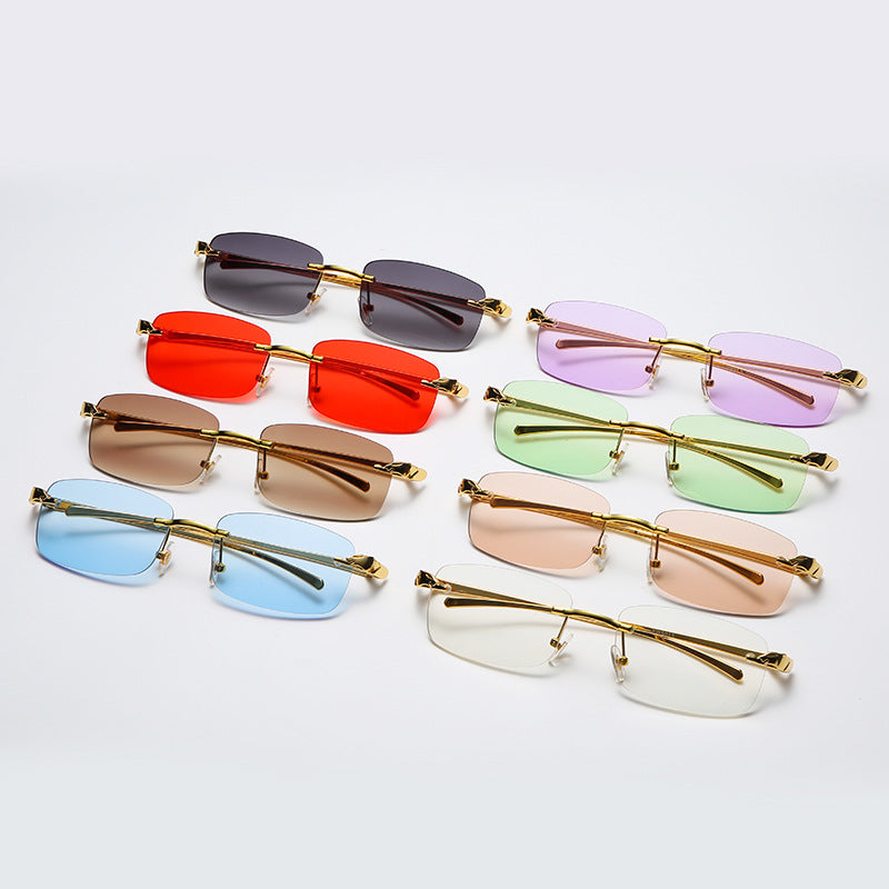 Wholesale Men Fashion Sunglasses Metal Sun Glasses Cheetah Designer Glasses Rimless Lens Vasos Multicolor Sunglass Shades