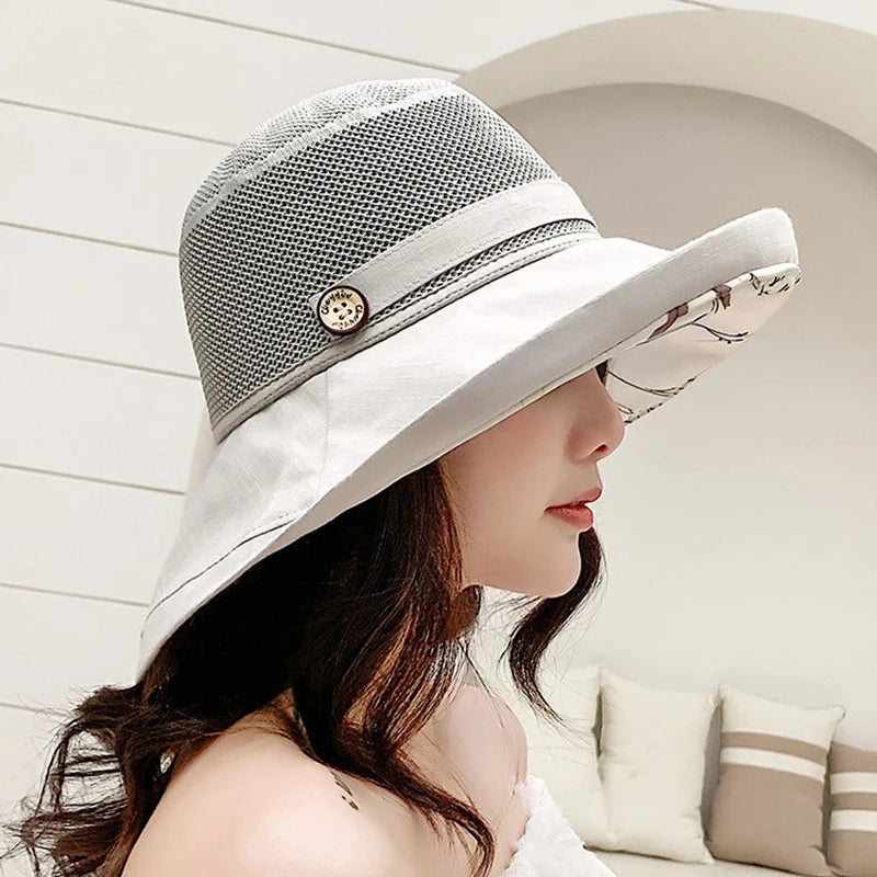 K116 Women's Bucket Hat Panama Fashion Sun Visor Breathable Fisherman Protection Hat Summer Hats Beach Sun Hats Breathable