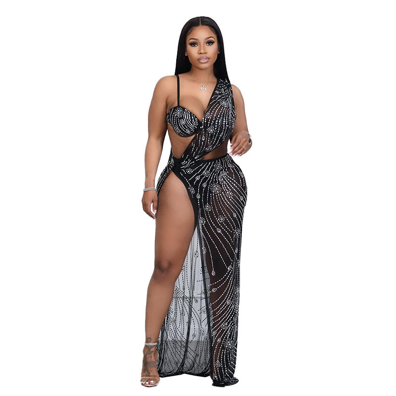 Ladies Luxury Evening Dresses Women Long Elegant Dresses Single Sling Backless Sleeveless Party Dress