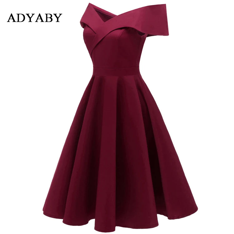 Women Fashion Birthday Wedding Dress Elegant Formal Banquet Ball Off Shoulder Evening Dresses High Low Red Party Dresses Vintage - My Store