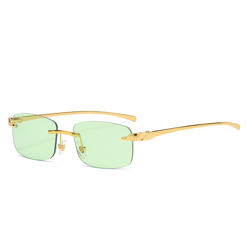 Wholesale Men Fashion Sunglasses Metal Sun Glasses Cheetah Designer Glasses Rimless Lens Vasos Multicolor Sunglass Shades