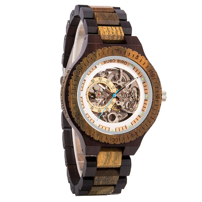 Mechanical Automatic Watches Fashion Luxury Wood Art Design Unique Design Material Traceability Watches Casual Waterproof Watch